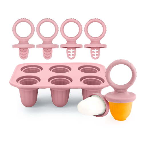 Silicone Baby Popsicle Molds, 6‑Cavity Mini Popsicle Maker with Reusable Sticks, BPA‑Free Drip‑Proof Teething Ice Mold for Infants Toddlers, Easy Fill Freezer Mold for Breastmilk Fruit Puree