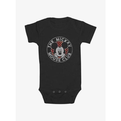 Disney Mickey Mouse Checker Logo Club Infant Bodysuit - BLACK | BoxLunch