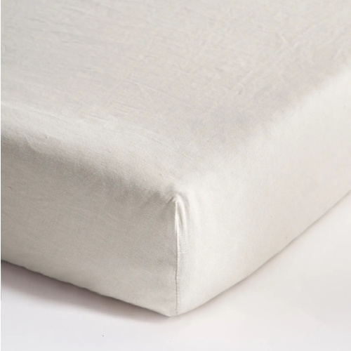 European Linen Fitted Crib Sheet in Sand