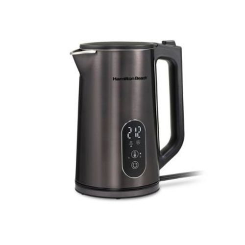 Hamilton Beach 1.7L DoubleWall Dig Stainless Steel Kettle 40851: Electric Water & Tea Heater, 1.7L, 1500W, Black