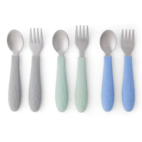 Elk Babies/Toddler Stainless Steel Spoons + Forks with Silicone Handle