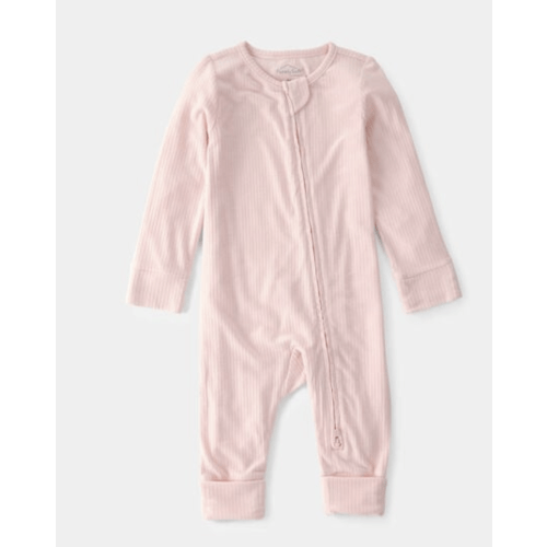 Baby Girl 2-Way Zip PurelySoft Sleep & Play Pajama - Light Pink | Carter's