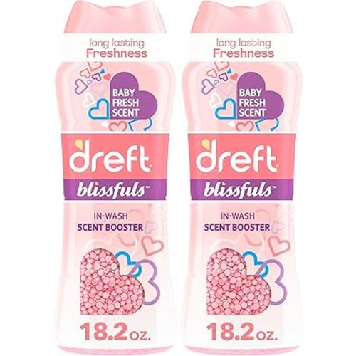 Dreft Blissfuls In-Wash Scent Booster Beads, Baby Fresh Scent, 18.2 oz (Pack of 2)