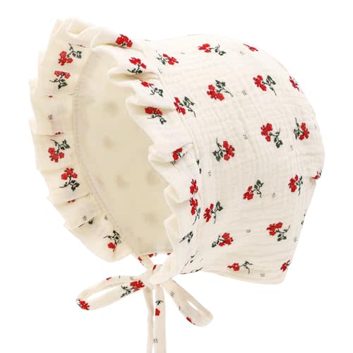 HADEEONG Baby Girls Bonnet Ultra Soft Double Layer Bonnet Cap Adjustable Hats 3-24 Months