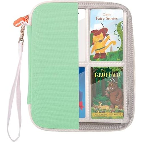 CROTIRAD Card Binder for Yoto Player Cards with 80 Pockets, Yoto Card Holder with 10 Removable Sleeves, Carrying Case for Yoto Cards with Hand Strap, Green