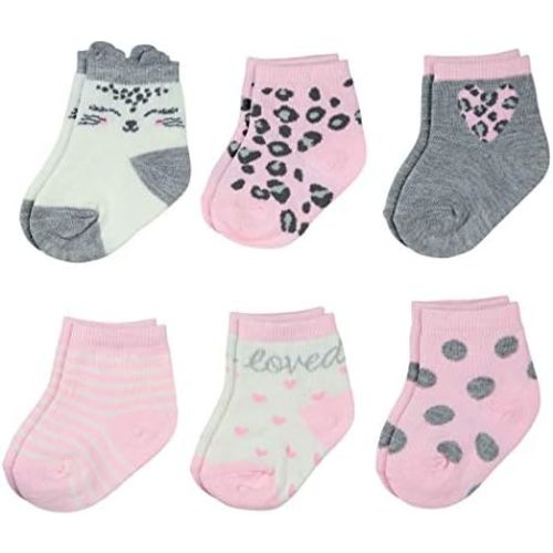 PEAK 2 PEAK Unisex Infant, Baby and Toddler 6-Pack assorted Ankle Socks - Designs and Colors