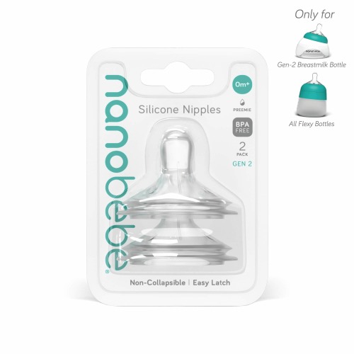 Anti-Colic Silicone Baby Bottle Nipples, 2-Pack