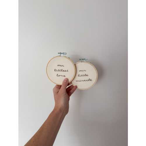 Hand Embroidered Hoop - Birth Announcement Our Littlest Love