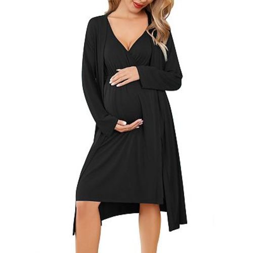 Ekouaer Maternity Nursing Gown and Robe Set Labor Delivery Nursing Nightgowns for Breastfeeding