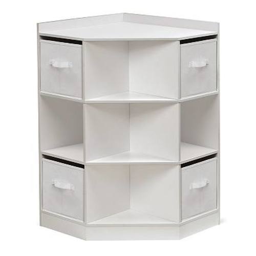 Badger Basket Corner Cubby Storage Unit with Four Reversible Baskets