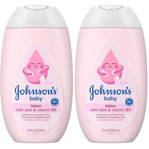 Johnson's Baby Moisturizing Mild Pink Baby Lotion with Coconut Oil for Delicate Baby Skin, Paraben-, Phthalate- & Dye-Free, Hypoallergenic & Dermatologist-Tested, Baby Skin Care, 13.6 Fl. Oz
