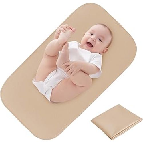 Elantrip Changing Pad for Bed - Leather Changing Pad for Baby, Portable Baby Changing Mat Travel, Compact Diaper Change Mat, Fits Diaper Bag Beige