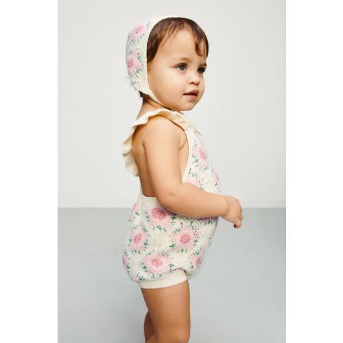 CROCHETED FLOWER ROMPER - Ecru | ZARA United States