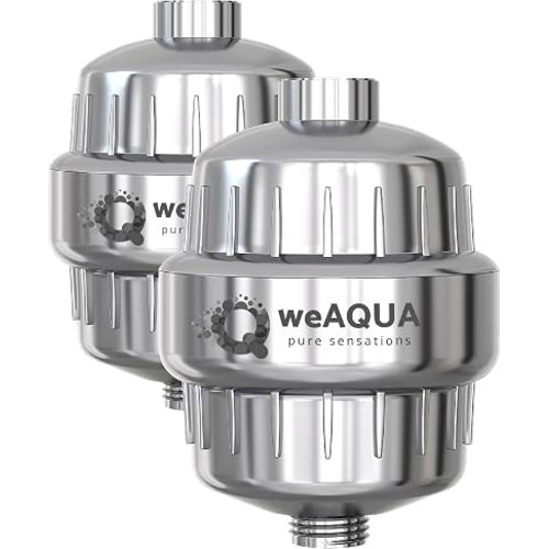 weAQUA Heavy Duty 2-PACK Shower Filter for Hard Water Chlorine Heavy Metals