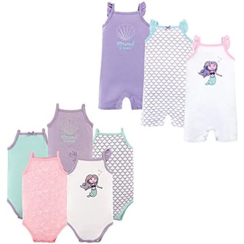 Hudson Baby unisex-baby Cotton Bodysuits and Rompers, 8-piece