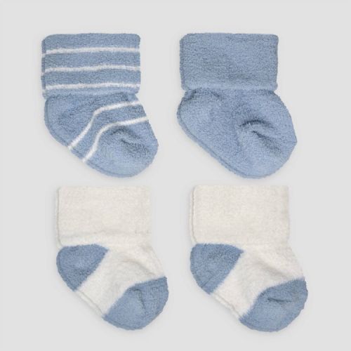 Carter's Just One You® Baby Boys' 4pk Chenille Socks - Blue 0-3M: Lightweight Knit Ankle Socks, Solid & Stripe Patterns