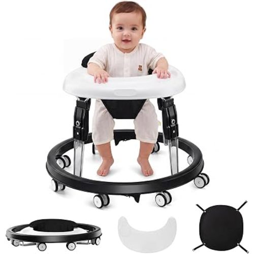 Baby Walker with Wheels, One-Touch Folding, Height Adjustment Baby Walkers