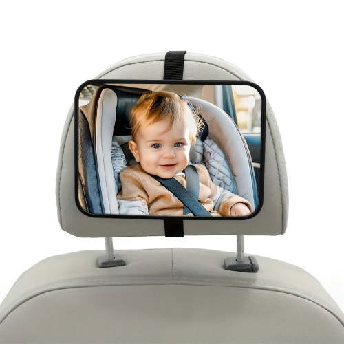 Car Seat Mirror for Rear Facing Infant, Clear Wide View, 360°Rotation, Easily Observe the Baby Move, Secure, Shatterproof Black