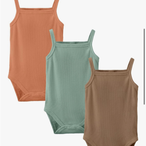 OPAWO Onsies for Baby Girls' Bodysuits 3 Pack Neutral Baby Clothes Spaghetti Strap & Long Sleeve Fall Baby Undershirt 0-2T