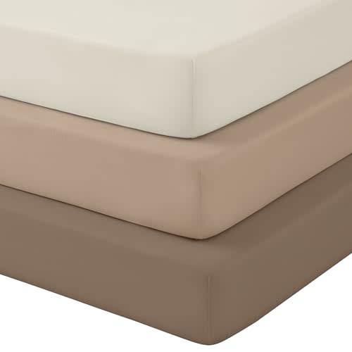 Baby Crib Sheets 3 Pack, Snug Fit Fitted Crib Sheet for Boys Girls, Super Soft Toddler Bed Sheet, Neutral Stretchy Baby Sheet, Breathable & Wrinkle-Resistant, Beige Gradient Brown