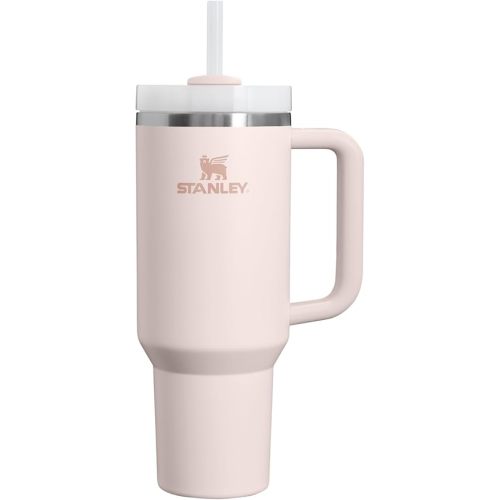 STANLEY Quencher H2.0 Tumbler with Handle and Straw 40 oz Flowstate 3-Position Lid Cup Holder Compatible for Travel Insulated Stainless Steel Cup BPA-Free Rose Quartz 2.0