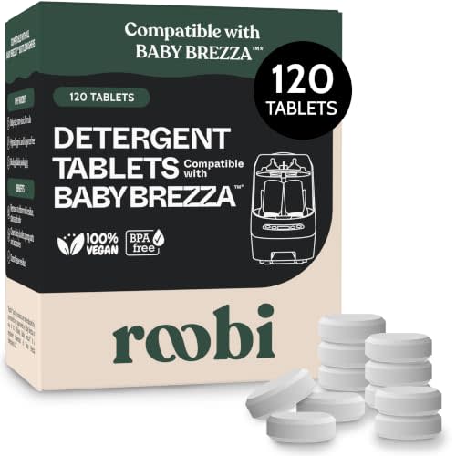Roobi Detergent Tablets Compatible with Baby Brezza. 120 Count | Formulated for Bottle Washer Pro. Removes Milk Residue & Odor