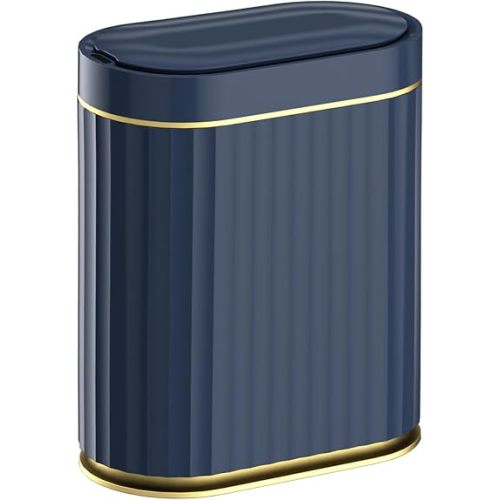 ELPHECO 2 Gallon Sensor Trash Can - 7.5L Waterproof Motion Sensor Trash Can, Automatic Bathroom Trash Bin, Slim Garbage Can, Bathroom, Office, Bedroom, Midnight Blue