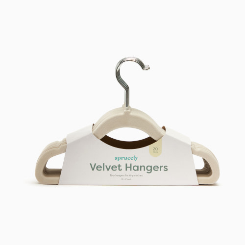Sprucely Non-Slip Velvet Hangers - Oat, 20