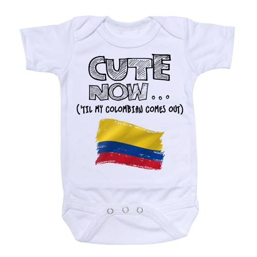 Flag of Colombia Baby Bodysuit - Cute Now...'Til My Colombian Comes Out Infant Unisex NB-18M