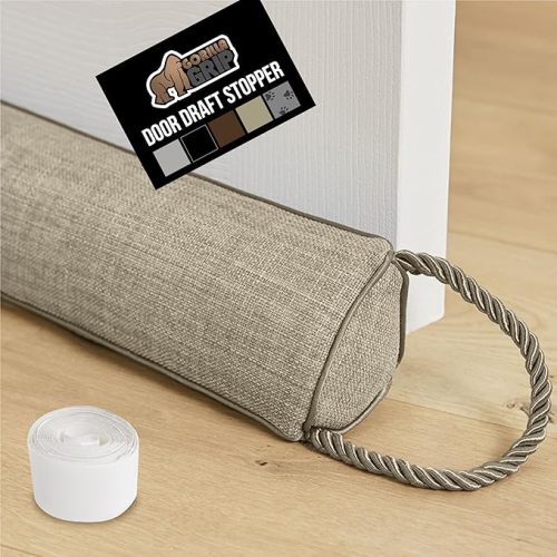 GORILLA GRIP Door Draft Stopper for Bottom of Doors, Cold Air Insulation Sweep, Weather Stripping Seal Noise, Soundproofing, Warmth Sealer, Easy Install Gap Filler, Home Essentials, 32 Inch, Beige