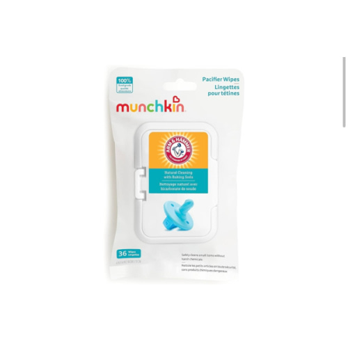 Munchkin Arm & Hammer Pacifier Wipes - Safely Cleans Breast Pump Parts and Feeding Essentials for Baby and Toddler, 1 Pack, 36 Wipes