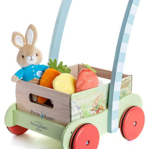KIDS PREFERRED Beatrix Potter Peter Rabbit Wooden Garden Wagon and Plush Veggie Play Set, (24228)