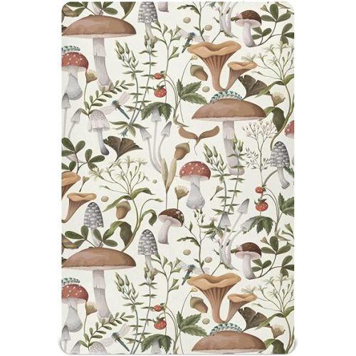 Mushrooms and Berries Crib Sheets Soft Mattress Cover for Baby and Toddler Comfort, Standard Size, Breathable and Fitted Sheet with Neutral Design, 28"x52"