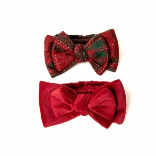 Picolette by Olivia Culpo Baby Girls' Christmas 2pk Headband - Red/Plaid