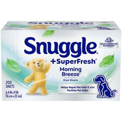 Snuggle Plus SuperFresh Original Fabric Softener Dryer Sheets - 200ct: Carton, Phosphate-Free