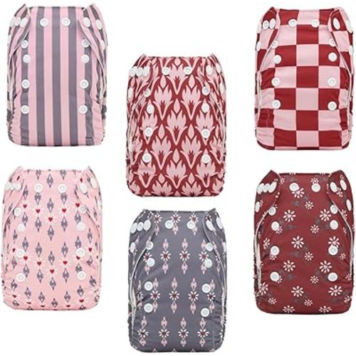 ALVABABY Baby Pocket Newborn for Less Than 12pounds Baby Snaps Cloth Diapers Nappy 6pcs with 12 Inserts 6SVB128