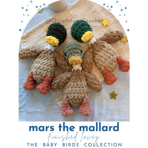 Mars the Mallard Duckling | Mallard Snuggler | Duck Lovey | Crochet Unstuffed Toy | Nursery Decor | Child Present | Birthday Gift | New Baby