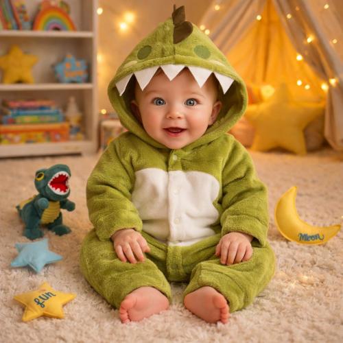 Dinosaur Flannel Baby Romper , Costume for Baby