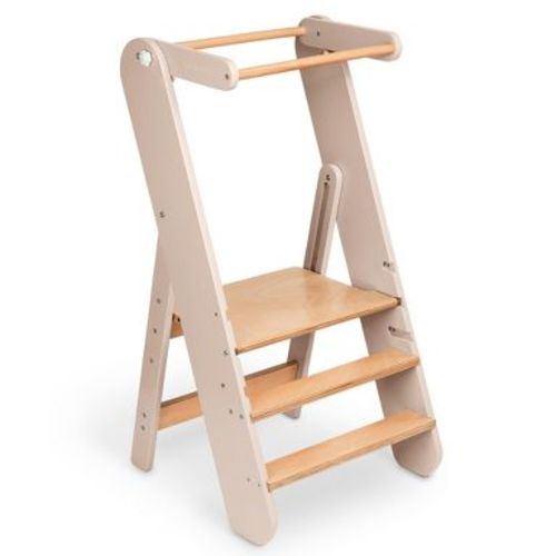 Comfy Cubs Kids Step Stool for Ages 3+, 3 Height Adjustable Toddler Tower for Kitchen Sink & Bathroom Access - Blush