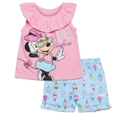 Mickey Mouse & Friends Minnie Mouse Infant Baby Girls Tank Top and Shorts Pink/Blue 12 Months