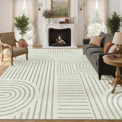 Bungalow Rose Machine Washable Rainbow Striped Rug, Modern Farmhouse Decor, Soft Non-Slip Carpet for Bedroom, Nursery, and Living Room & Reviews | Wayfair