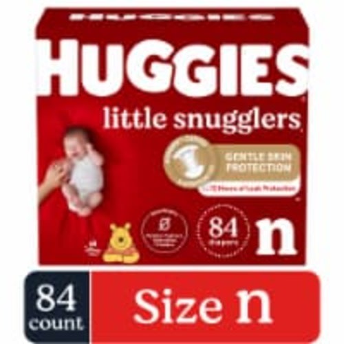Huggies Little Snugglers Size Newborn Baby Diapers (up to 10 lbs), 84 count