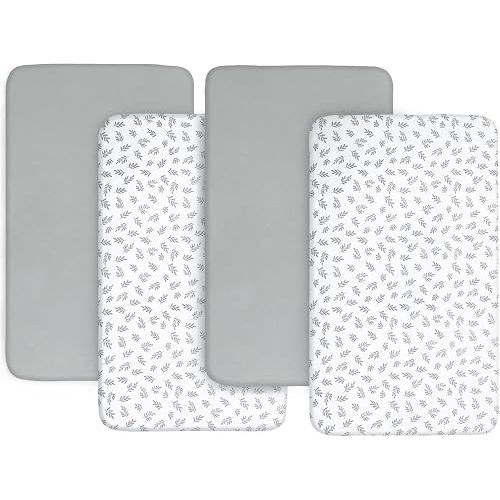 Baby Bassinet Sheets 4 Pack Fit for Baby Delight, Semphis, Kiniew, Jimglo, Cowiewie, JevrJeur, Newton Baby, AirClub, Mika Micky, Ezebaby and Besrey Bassinet, Grey
