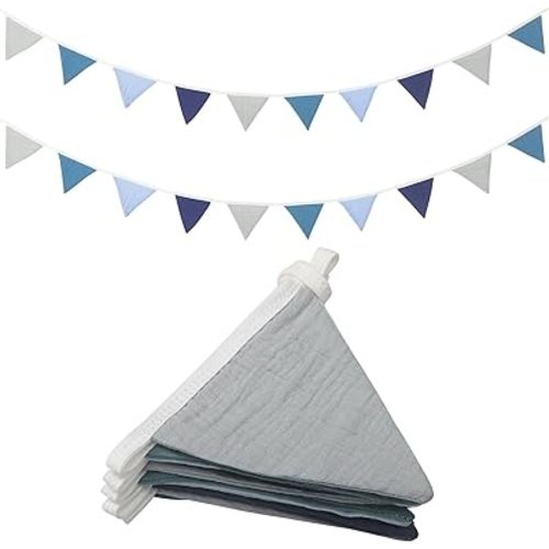 Oudain 2 Pcs Pennant Banner Flags Nursery Garland Triangle Bunting Flags Playroom Wall Decor Banner for Nursery Baby Shower Birthday Boho Wedding Party Event, Each 7.75 ft(Bright Color)