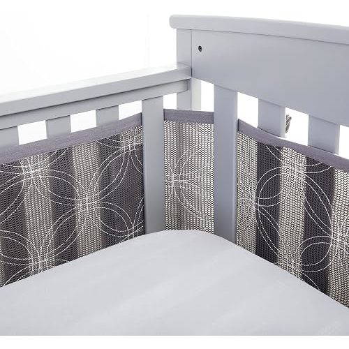 BreathableBaby Breathable Mesh Liner for Full-Size Cribs, Deluxe 4mm Mesh, Gray Links (Size 4FS Covers 3 or 4 Sides)