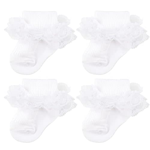 AQOKKA Baby Girls Socks Eyelet Ruffle Frilly Lace Summer Thin Dress Socks for Newborn Infant Toddler Kids
