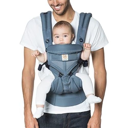 Ergobaby Omni Classic Baby Carrier Newborn to Toddler - Breathable Baby Carriers for Summer - All-Position Carrier with Lumbar Support (7-45 Pounds), Mesh, Oxford Blue