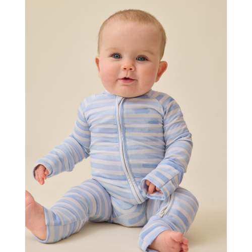 Bamboo Baby Pajamas | Blue Watercolor - Kindred Bravely