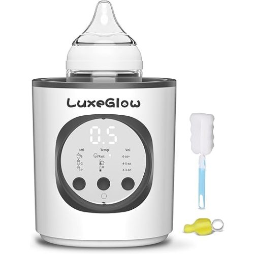 Fast Baby Bottle Warmer for Breastmilk and Formula, Smart Temperature Control to Preserve Fullest Nutrients in Breastmilk, LuxeGlow 10-in-1 Multifunctional for All Bottles Night Feeding Easy