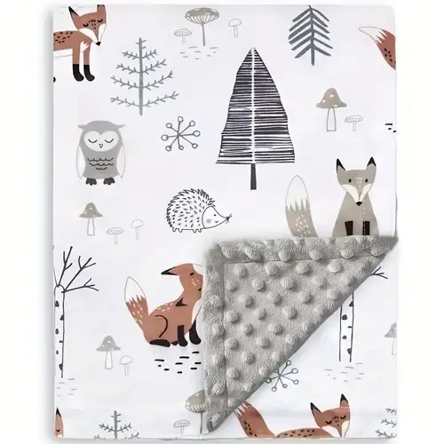 soft plush baby blanket animal print double layer - Temu